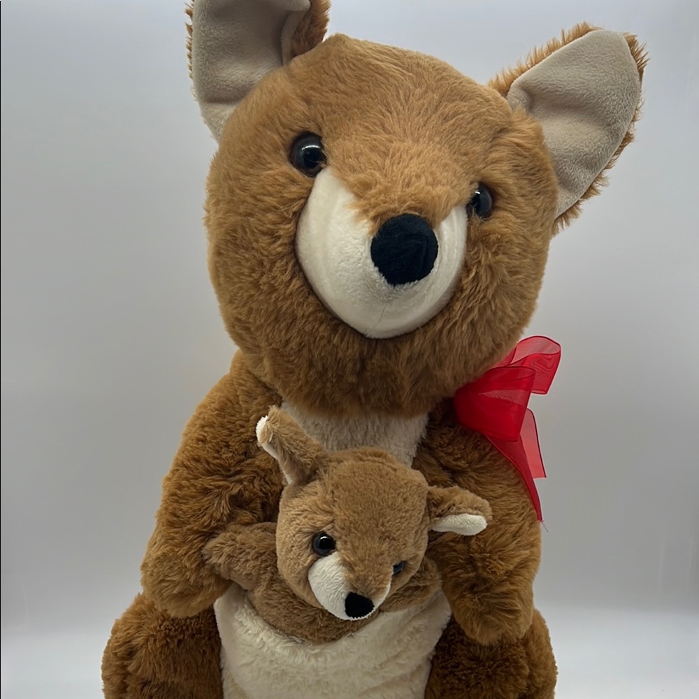 Brown Kangaroo Plush Toy with Red Bow - Picture 2 of 9
